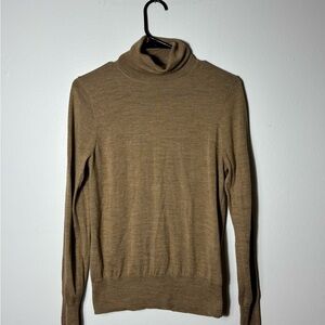 J.CREW 50% Merino Wool Brown Tight-Knit Turtleneck Pullover Sweater M Womens